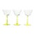 1930s Vaseline-Uranium Etched Flowers Optic Coupe Champagne Glasses - Set of 3 For Sale