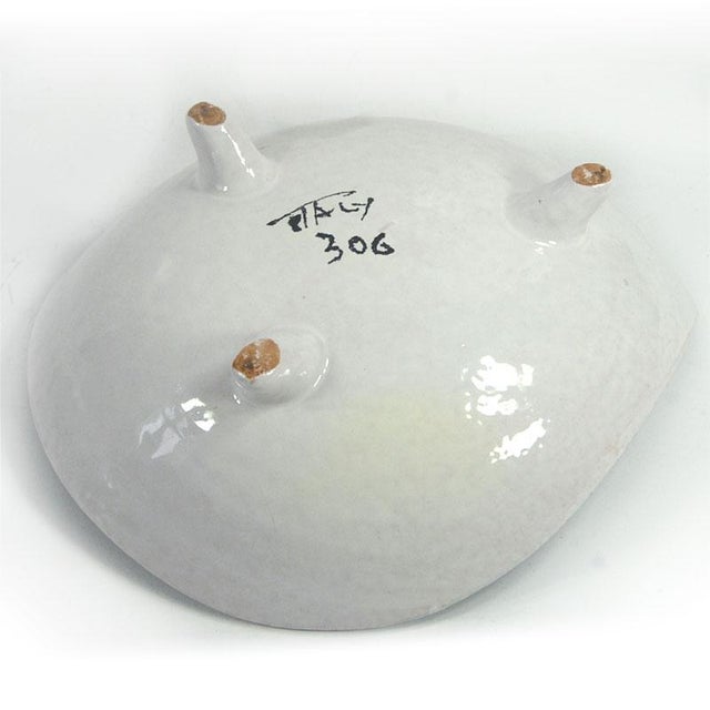 Italian Hand-Painted Glazed Tripod Dish, 1960s For Sale - Image 9 of 10