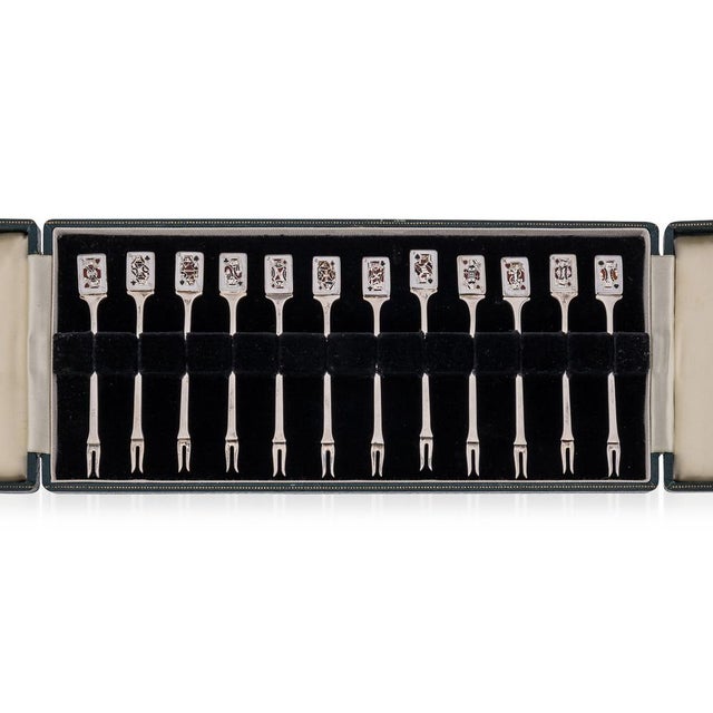 20th Century Silver Cased Cocktail Picks from Garrard, 1986, Set of 12 For Sale - Image 18 of 18