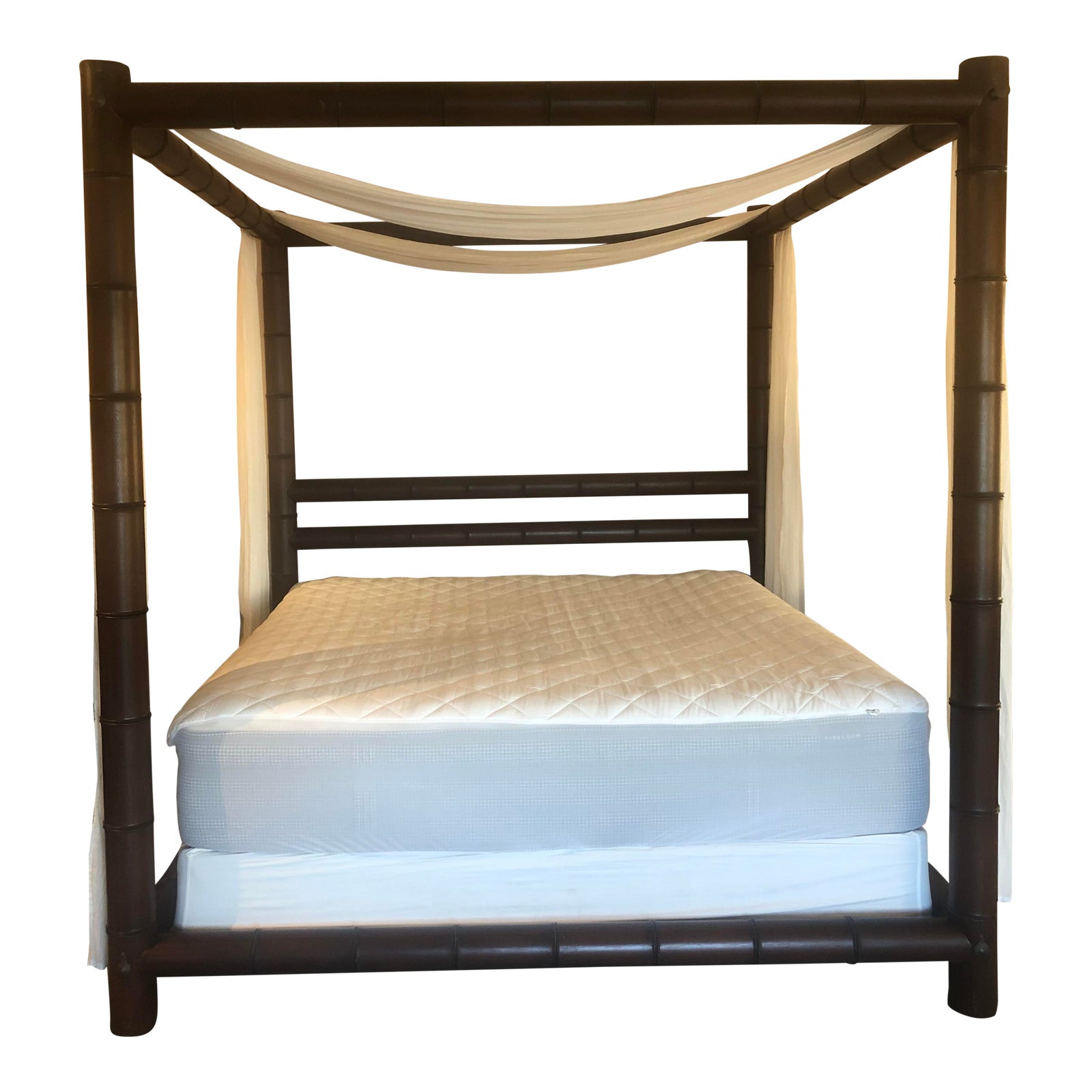 Ralph Lauren Mahogany Four Poster Canopy Bamboo Bed King Chairish