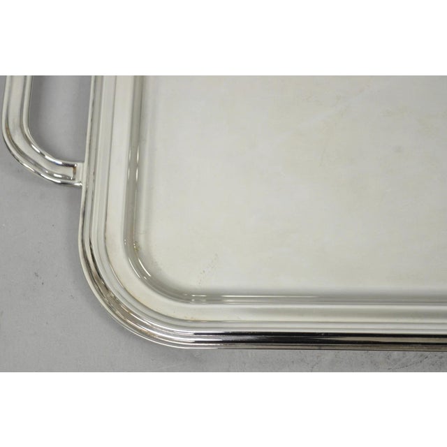 Landes Late 20th Century Contemporary Modern Landes Silver Plated Rectangular Bar Serving Platter Tray For Sale - Image 4 of 12