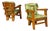 Stig Sandqvist, Brutalist Lounge Chairs, Pine, Green Fabric, Sweden, 1960s For Sale