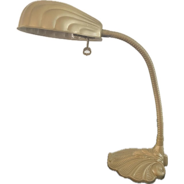 Mid 20th Century Vintage Flexible Gold Scallop Desk Lamp For Sale - Image 5 of 7