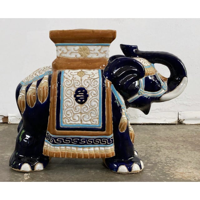 Vintage Colorful Ceramic Elephant Garden Stool For Sale In Kansas City - Image 6 of 10