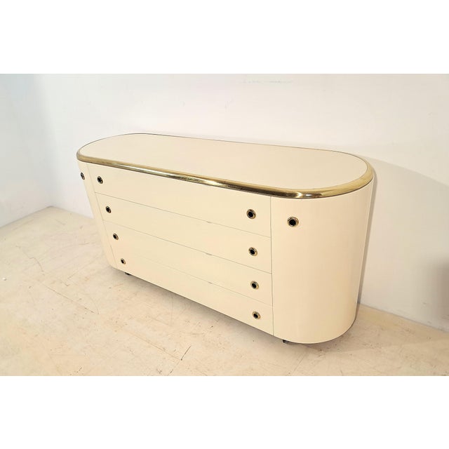 Cream Modern Chest of Drawers attributed to Cattadori, 1970s For Sale - Image 8 of 11