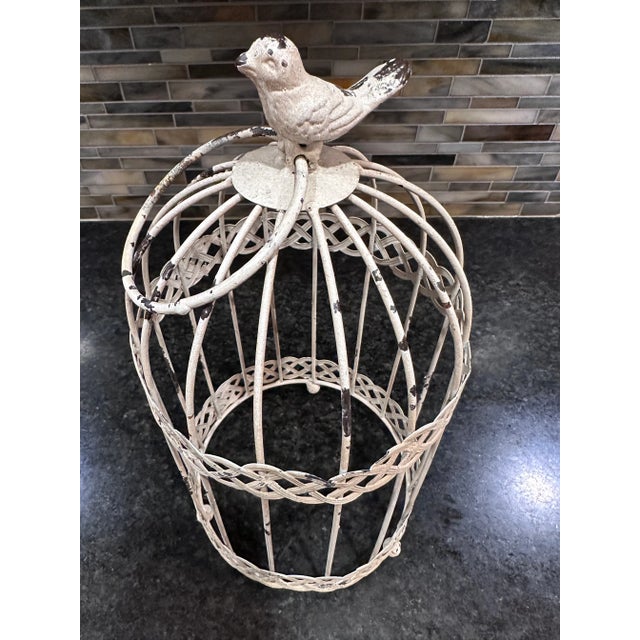 Late 20th Century Bird Cage Cloche Distressed Metal Decor Indoors or Garden Outdoor For Sale - Image 6 of 11