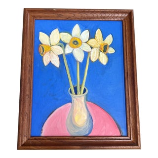 Contemporary Original Alexandra Brown Pop Daffodil Still Life Painting For Sale