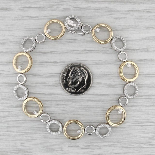 1.03ctw Diamond Circles Bracelet 14k White Yellow Gold 7" For Sale In Greensboro - Image 6 of 6