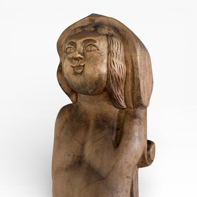 Hand-Carved Wooden Mermaid Wall Sculpture For Sale - Image 4 of 8