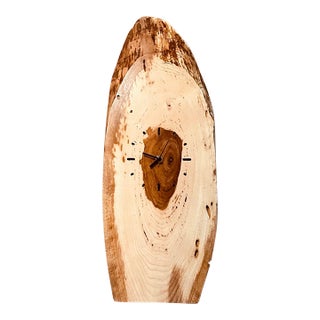Fully Custom Handmade Pecan Live Edge Wall/Mantel Clock – Crafted From Scratch With Soulful Details For Sale