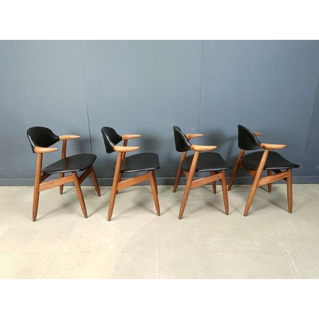 Vintage Cowhorn Dining Chairs by Tijsseling Meubelfabriek for Hulmefa, 1960s, Set of 4 For Sale - Image 6 of 13