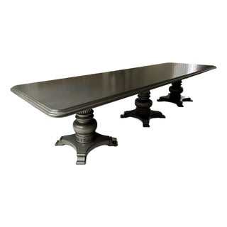 Exceptionally Long Three Pedestal Dining Table For Sale