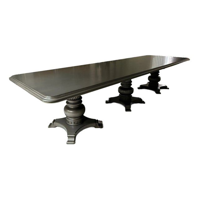 Exceptionally Long Three Pedestal Dining Table For Sale
