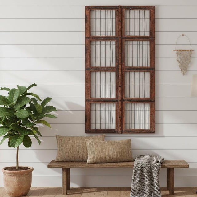 1950s Distressed Wall Art Hanging | Handmade Hand Carved Iron Barn Wall Art | Farmhouse Style 65 Inch Tall Panel | Rustic Unique Mancave Decor For Sale In Houston - Image 6 of 6