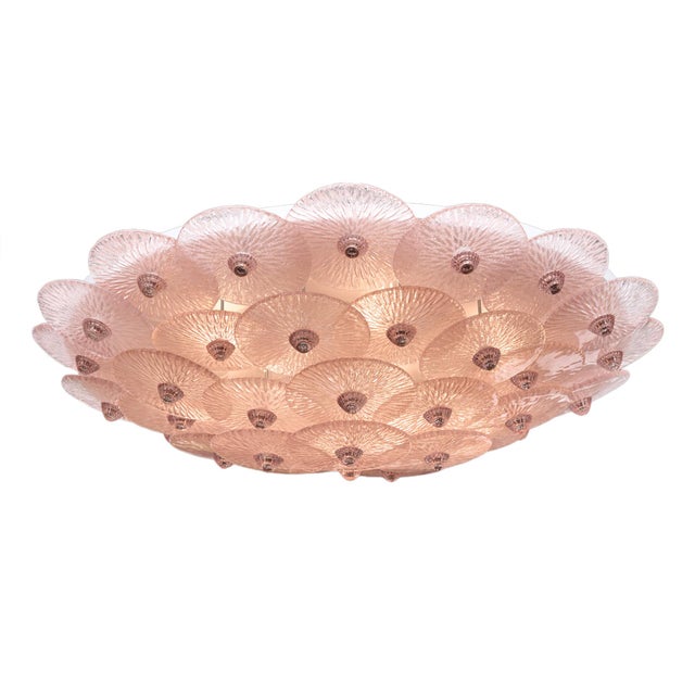 Carlo Nason Pink Venetian Glass Flush Mount by Carlo Nason, Murano, Italy For Sale - Image 4 of 9