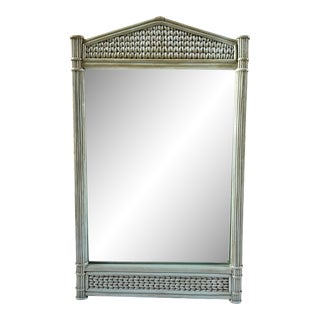 Mid 20th Century Vintage Customized Newly Painted Pencil Reed Rattan Framed Wall Mirror For Sale