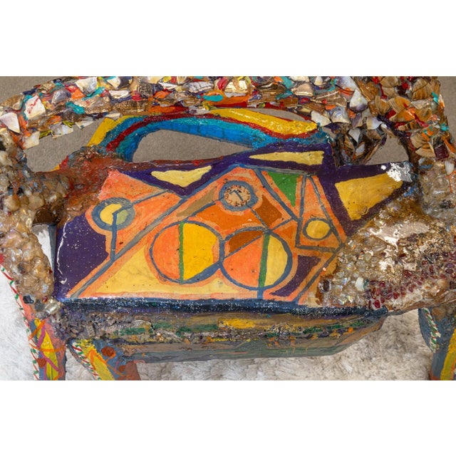 Willie Leroy Elliot Jr. - Wolf Bench, C. 1990 Mixed Media Mosaic Art Sculpture For Sale - Image 4 of 6