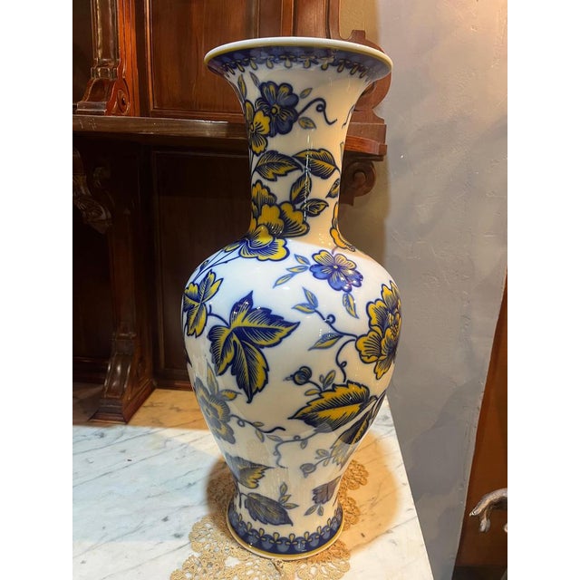 Mid-Century Bavarian Cobalt Blue and Yellow Porcelain Vase, Germany, 1950s For Sale - Image 4 of 8