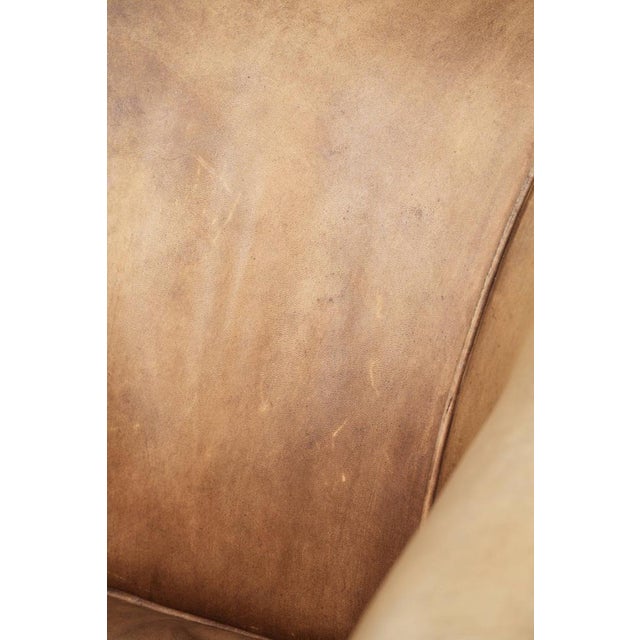 Vintage English-Style Cowhide Leather Club Armchair For Sale - Image 13 of 15