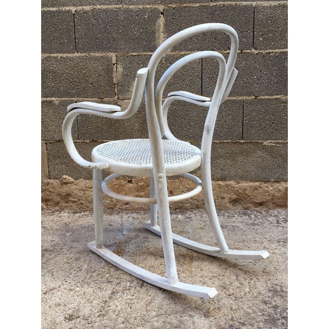 20th Century White Patina Bentwood Rocking Chair Thonet Style For Sale In Miami - Image 6 of 10