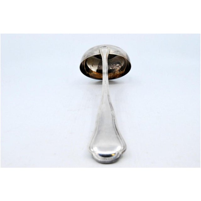 Silver Soup Ladle with Grooves Along the Handle For Sale - Image 4 of 6