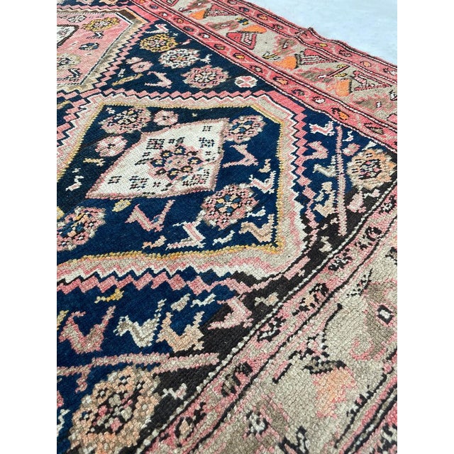 Wide Antique Runner SUNSET COLORS with Family of Sheep & Birds Woven Rug 4.4 x 12.4 For Sale - Image 15 of 16