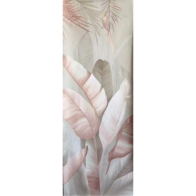 1: Commodity: Hand-painted Nordic Style Soft Pink Banana Leaf Wall Mural 2: Handicrafts: 100% handmade and hand-painted....