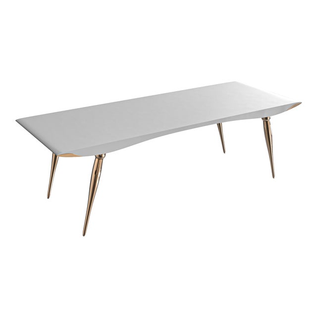 "Vanquish" Desk With Bronze and Stainless Steel, Handmade For Sale - Image 4 of 8