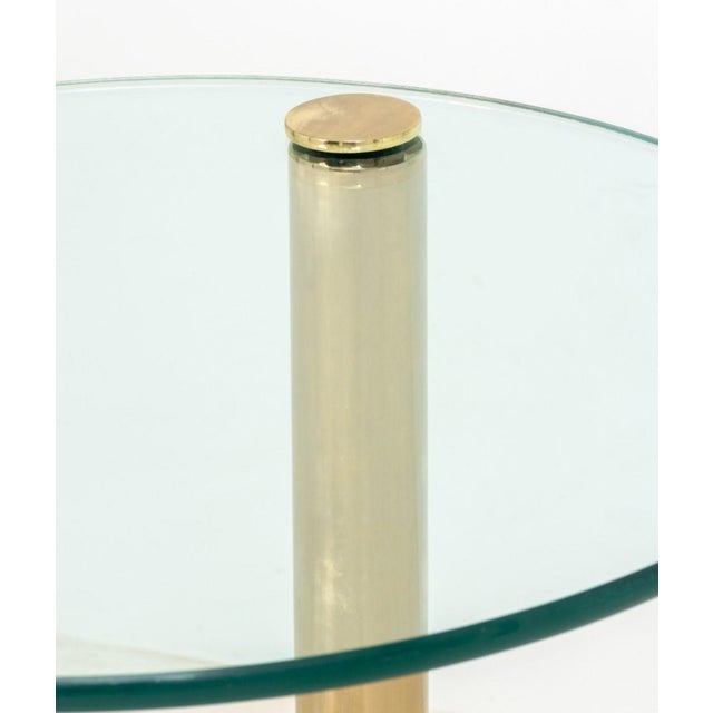 Late 20th Century Modern Circular Glass Top Brass Coffee Table For Sale - Image 5 of 7