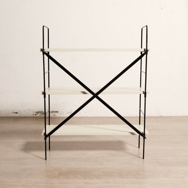 Beige Small Bookcase in Iron and Wood, 1960s For Sale - Image 8 of 15