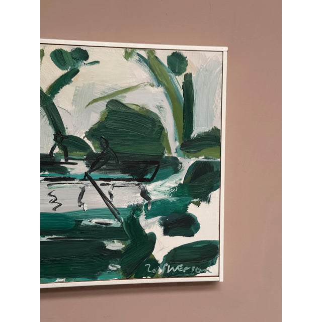 Bo Swenson, Rowboats in a Green Landscape, 2004, Oil Painting on Canvas, Framed For Sale - Image 7 of 18