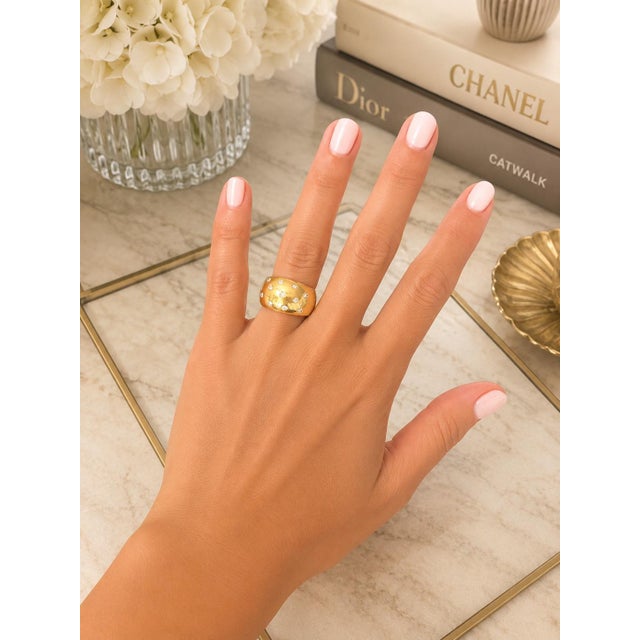 1990s Spark Creations 18k Yellow Gold Diamond Scatter Dome Ring Size 7 For Sale - Image 10 of 10