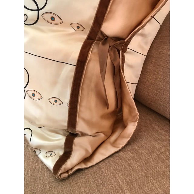 Silk Pillow With Art Nouveau Motif For Sale - Image 4 of 6