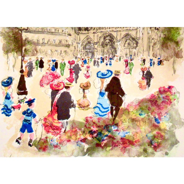 Impressionist Urbain Huchet Paris, Notre Dame C. 1980 Reproduction Print For Sale - Image 3 of 5