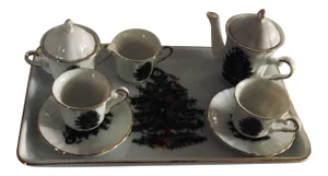 Vintage Porcelain Miniature Christmas Decoration 10 Pieces Tea Sets