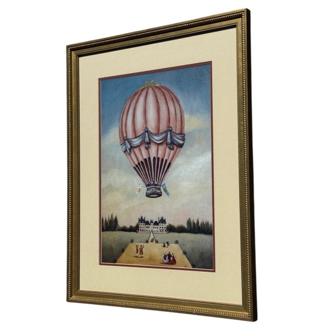Mid 20th Century Mid 20th Century The First Ascent by a Woman Hot Air Balloon Print by Alexandra Churchill For Sale - Image 5 of 8