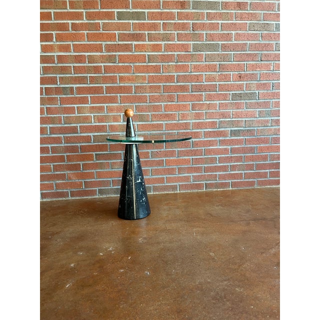 Modern 1980s Post Modern Marble and Glass Table For Sale - Image 3 of 6