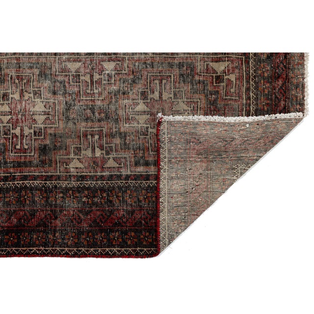 Tribal Antique Caucasian Geometric Area Rug – Hand-Knotted Low-Pile Wool Accent Rug With Distressed Patina For Sale - Image 3 of 8