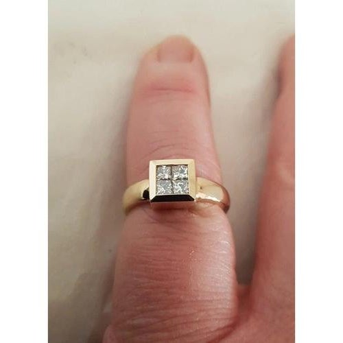 Vintage 14ct Yellow Gold Princess-Cut Diamond Four-Stone Ring, 1960s For Sale - Image 14 of 18