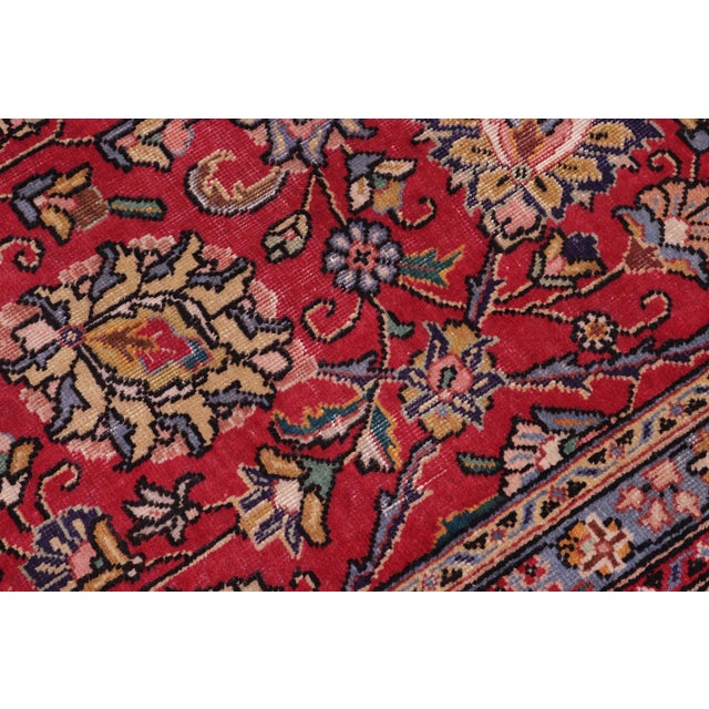 Shabby Chic Retro Persian Tabriz Red/Beige Wool Rug - 9'11'' X 13'2'' For Sale - Image 3 of 10