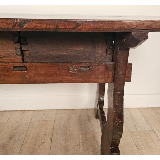Chestnut Trestle/Library Table, Italy or Spain Circa 1720 For Sale - Image 11 of 13