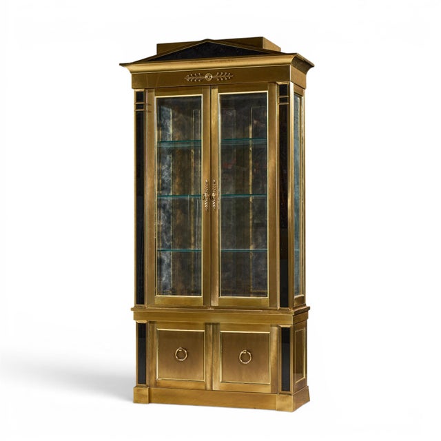 Neoclassical Mastercraft Neoclassical Brass and Glass Vitrine Cabinet For Sale - Image 3 of 7