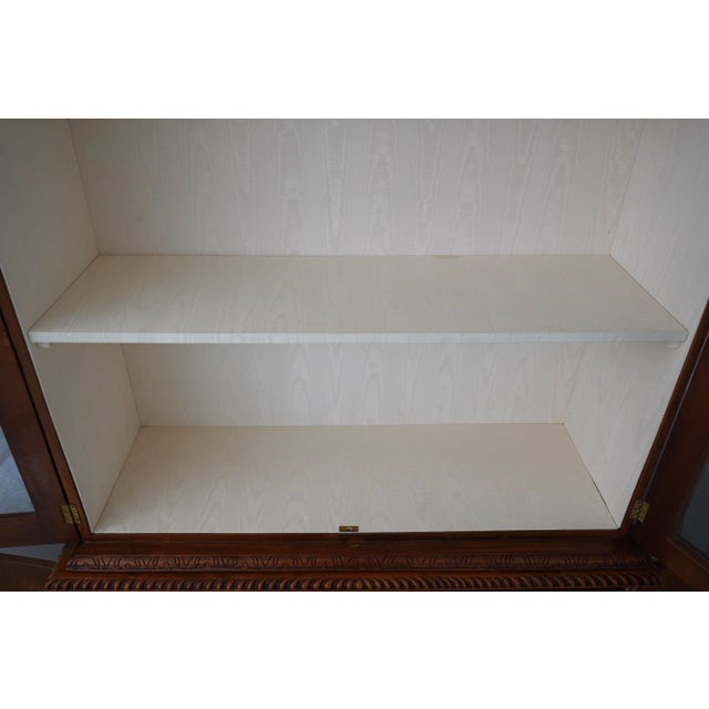 1950s Vintage Chippendale Adams Style Large Display Cabinet W. Paint Decoration For Sale - Image 5 of 18