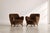 Mid-Century Modern Vladimir Kagan Barrel Lounge Chairs in Brown Velvet and Walnut Legs For Sale - Image 3 of 12