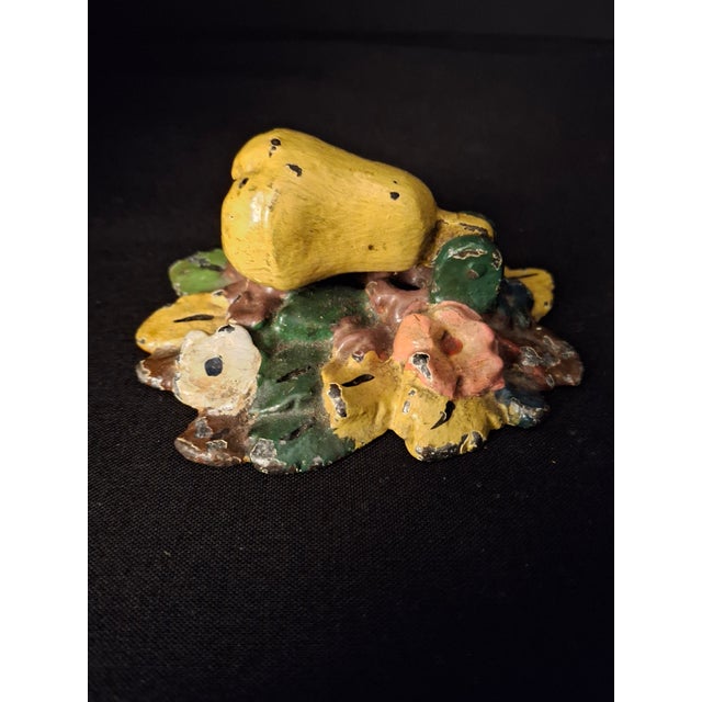 Antique Hubley Cast Iron Pear Floral Door Knocker Original Polychrome Paint C1920 For Sale - Image 12 of 14