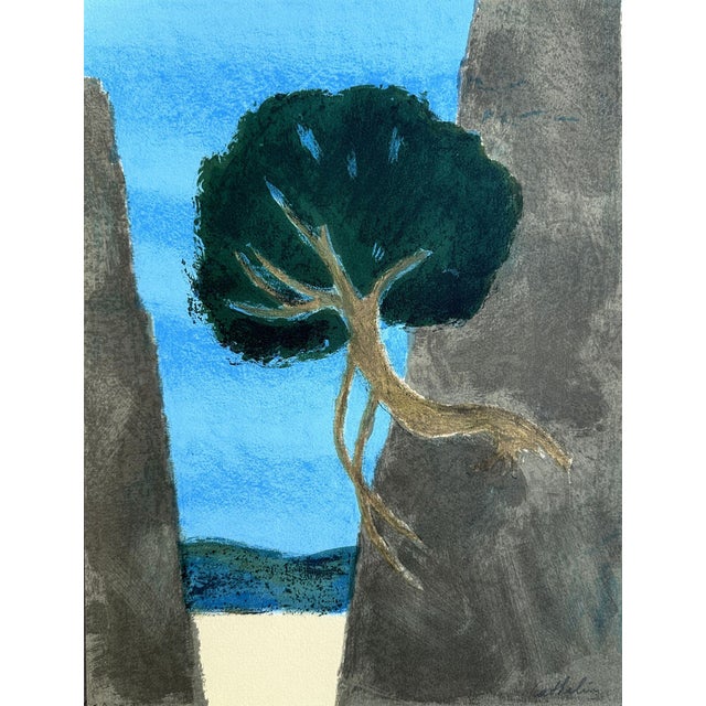 Cathelin, Landscape with Laurel, Original Lithograph For Sale