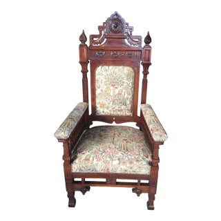 Antique Carved Throne Chair Circa 1890 For Sale