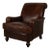 Lazzaro Brown Leather Club Chair With Nailhead Trim and Turned Wood Legs For Sale
