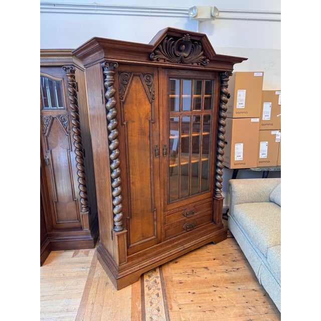Baroque Renaissance Revival Oak Display Cabinet, 19th Century For Sale - Image 3 of 12