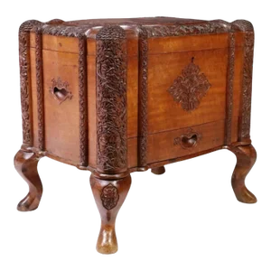 Antique South Asian Colonial Carved Camphor Wood Table Box